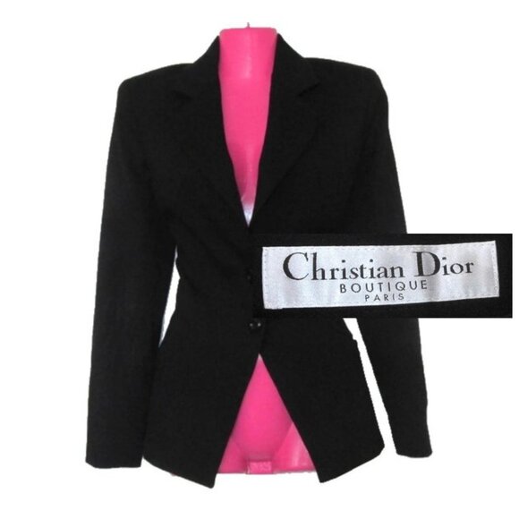 christian dior black wool blazer jacket size 4 - Picture 1 of 7